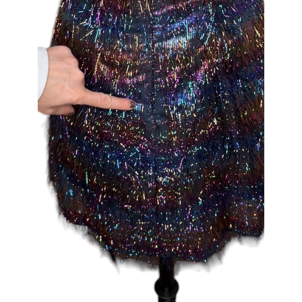 NANETTE LEPORE Y2K Party Dress Multicolor Metallic Tinsel Fringe Women's Size 6 - Picture 5 of 7